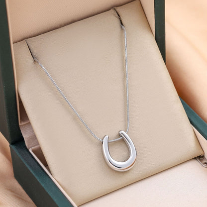 Modern Equestrian Horseshoe Charm Necklace