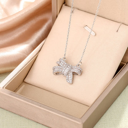Crystal Bow Zircon Pendant Necklace
