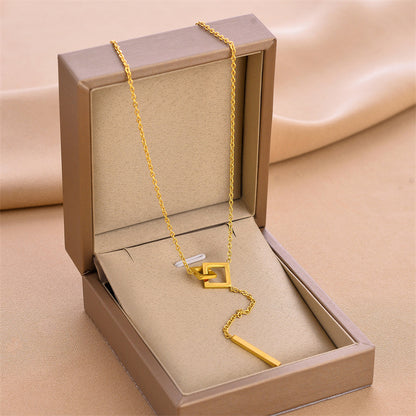 Geometric Drop Bar Necklace