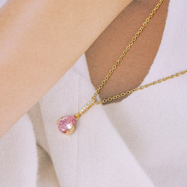 Minimal Crystal Drop Pendant Necklace