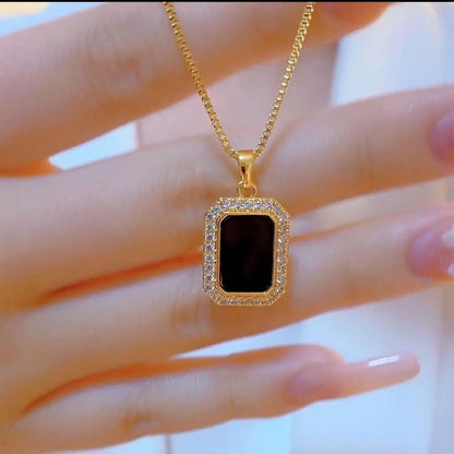 Midnight Noir Geometric Gold Chain Necklace