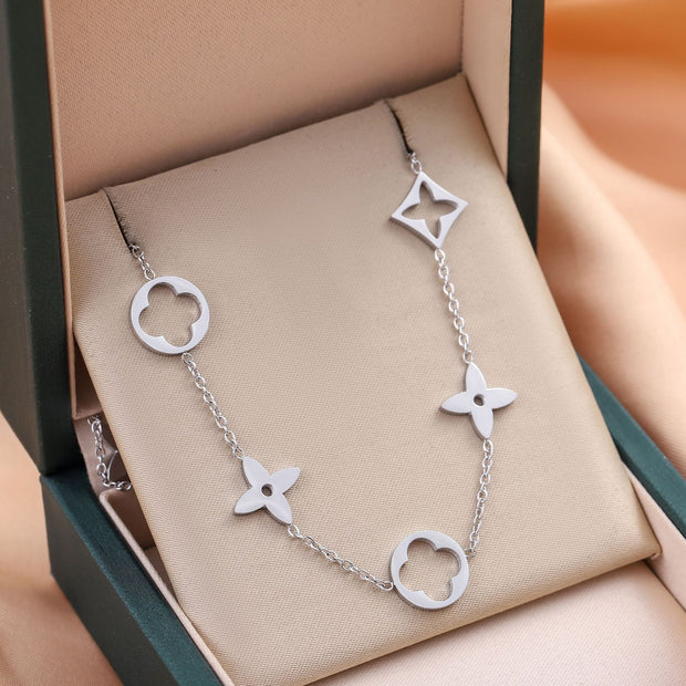 Floral Link Charm Necklace