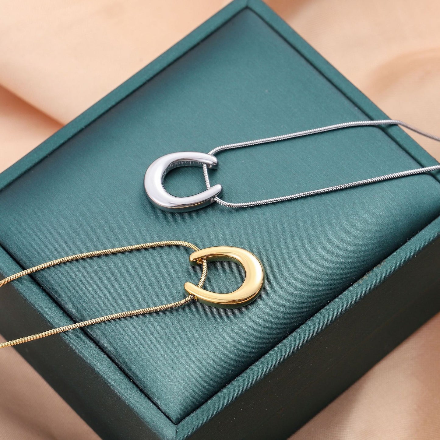 Modern Equestrian Horseshoe Charm Necklace