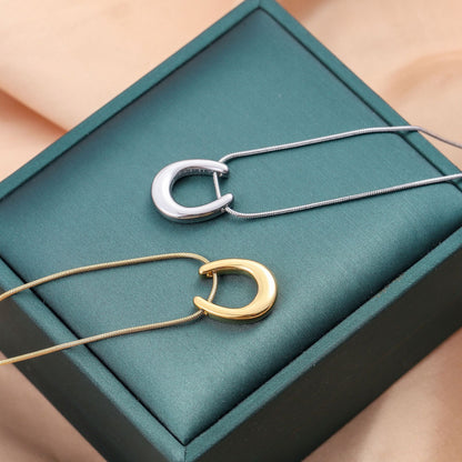 Modern Equestrian Horseshoe Charm Necklace