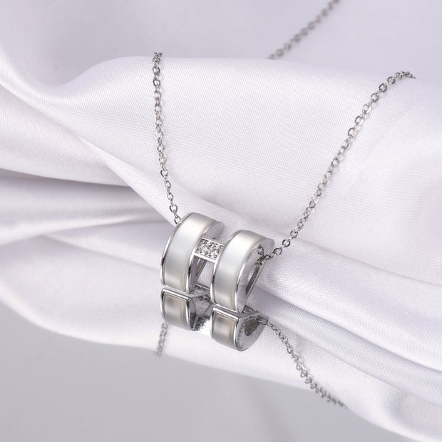 Trendy Enamel H Pendant Necklace