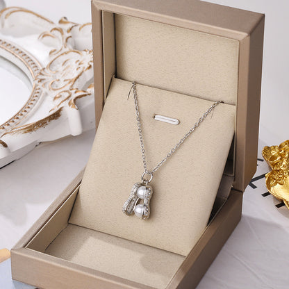 Zircon Crystal & Shell Pearl Peanut Charm Necklace