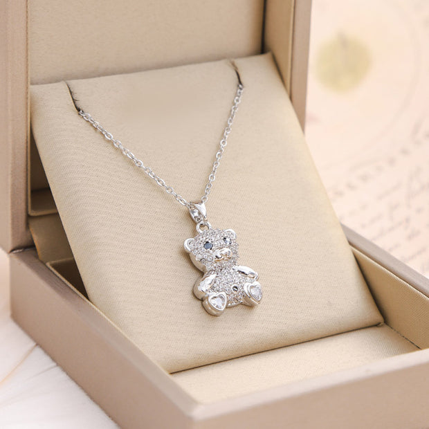 Teddy Love Zircon Pendant Necklace