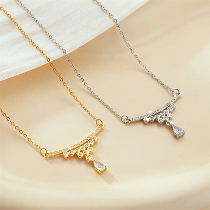CZ Curve Drop Pendant Necklace