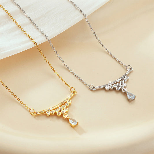 CZ Curve Drop Pendant Necklace