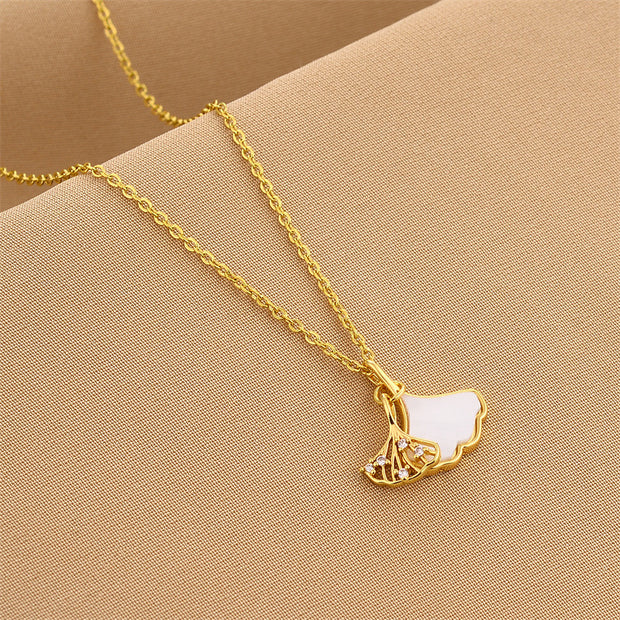Fan Drop Zircon Pendant Necklace