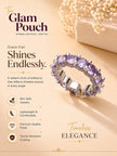 Luxe Amethyst Violet Round Stone Eternity Stackable Silver Band