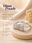 Glam Pave Bow Adjustable Solitaire Silver Diamond Ring