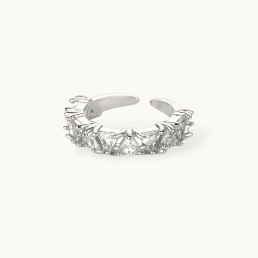Luxe Trillion-Cut Stackable Eternity Silver Diamond Ring