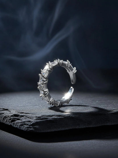 Luxe Trillion-Cut Stackable Eternity Silver Diamond Ring