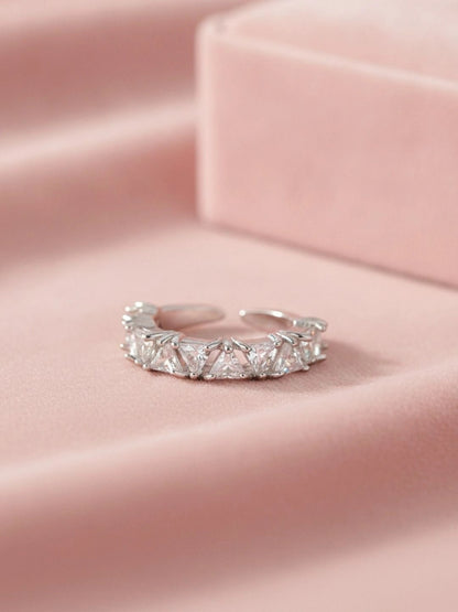Luxe Trillion-Cut Stackable Eternity Silver Diamond Ring