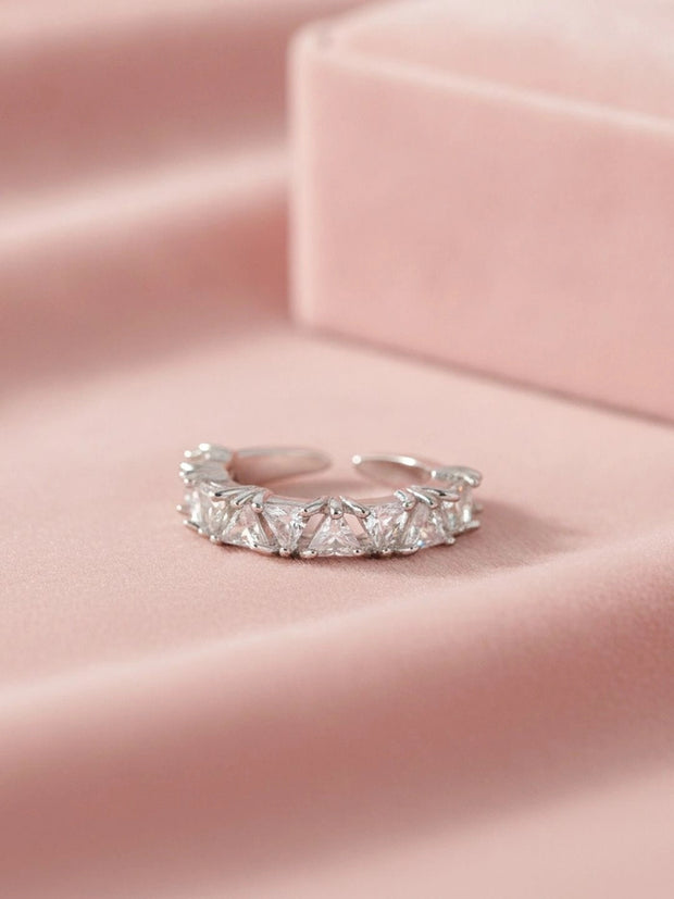Luxe Trillion-Cut Stackable Eternity Silver Diamond Ring
