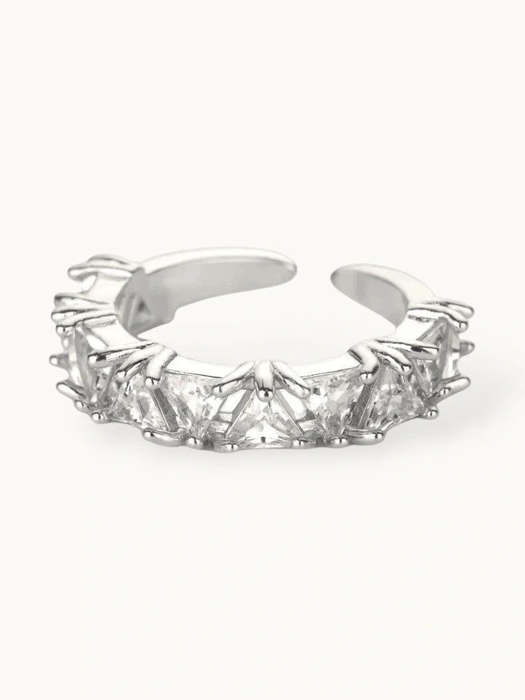 Luxe Trillion-Cut Stackable Eternity Silver Diamond Ring