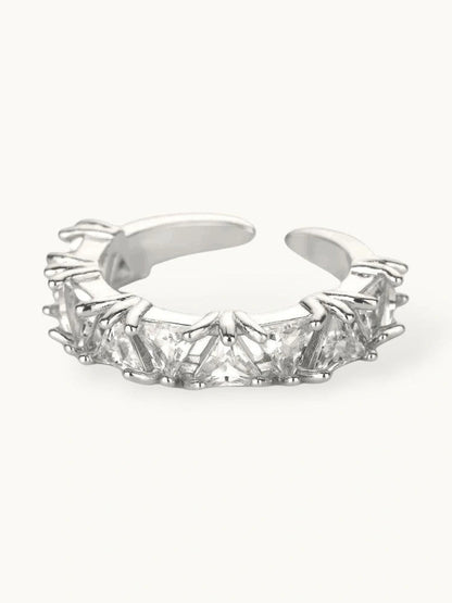 Luxe Trillion-Cut Stackable Eternity Silver Diamond Ring