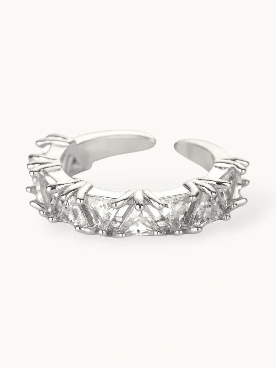 Luxe Trillion-Cut Stackable Eternity Silver Diamond Ring