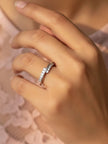 Fluid Angled Pave Wrap Stackable Silver Ring