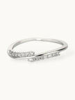 Fluid Angled Pave Wrap Stackable Silver Ring