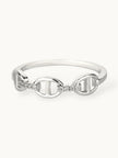 Delicate Pave Link Stackable Silver Band Ring