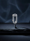 Modern Pave Link Open Stackable Silver Coated Diamond Ring