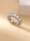 Opulent Solitaire Round Eternity Stackable Silver Diamond Band Ring