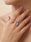 Sleek Serpentine Emerald Eyes Silver Diamond Ring