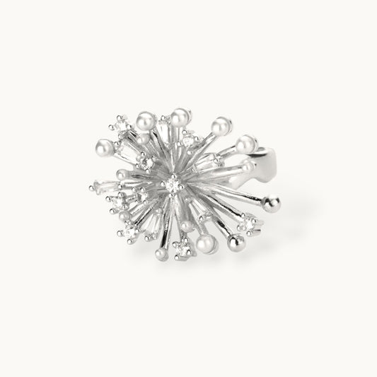 Celestial Silver Pave & Burst Pearl Statement Ring