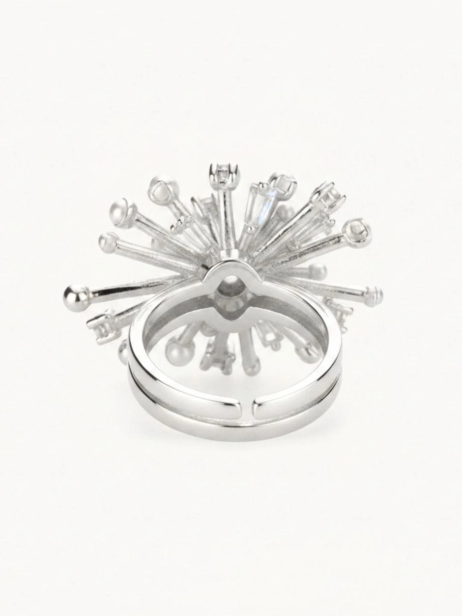 Celestial Silver Pave & Burst Pearl Statement Ring