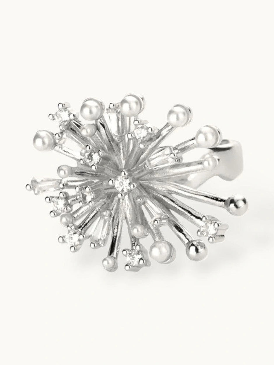 Celestial Silver Pave & Burst Pearl Statement Ring