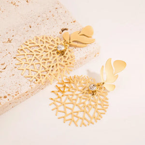 Leaf Cutwork 18K Gold Plated Dangler Earrings