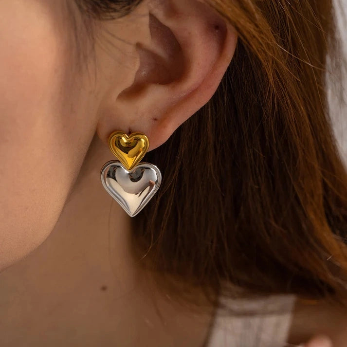 Dual Tone Double Heart Drops