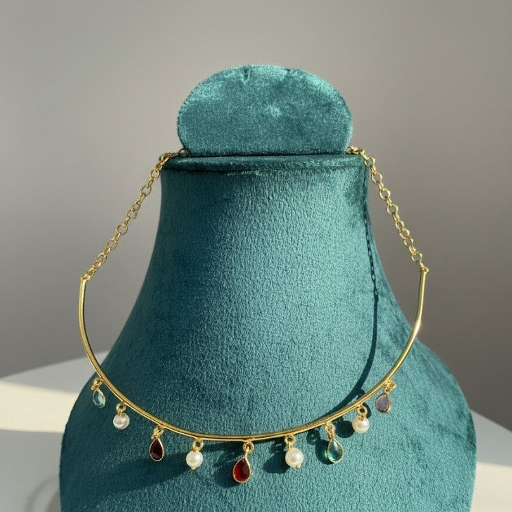 Aura Multi-Gem Torque Necklace