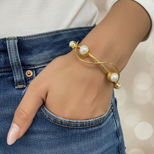 Pearl Wave Brass Cuff Bracelet