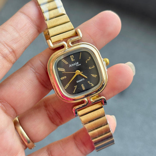 The Heirloom Black & Gold Square Watch