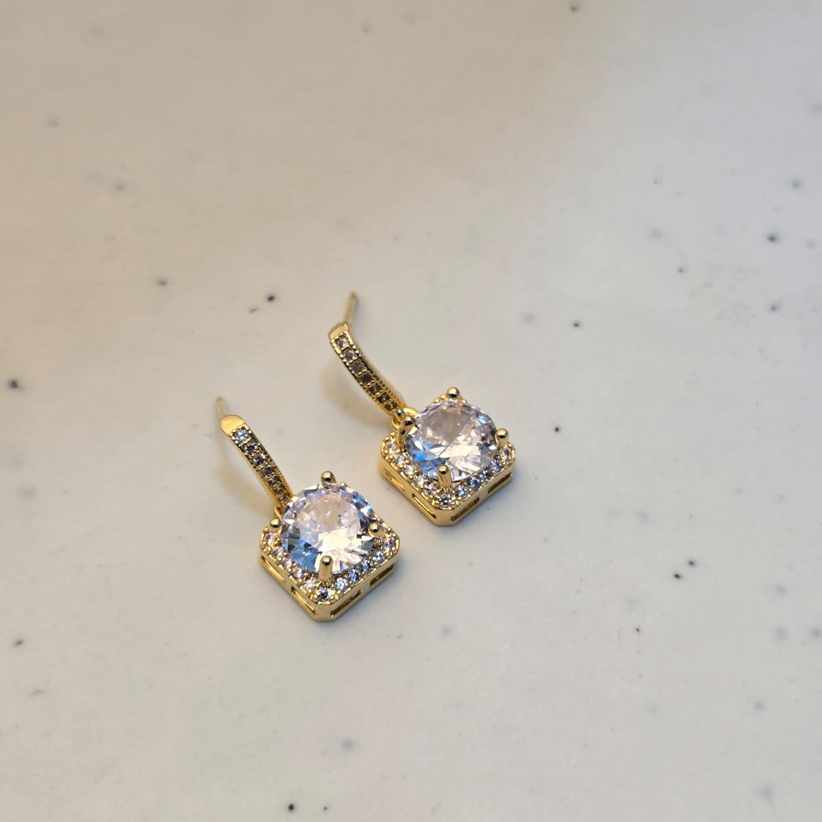 Golden Drop Crystal Earrings