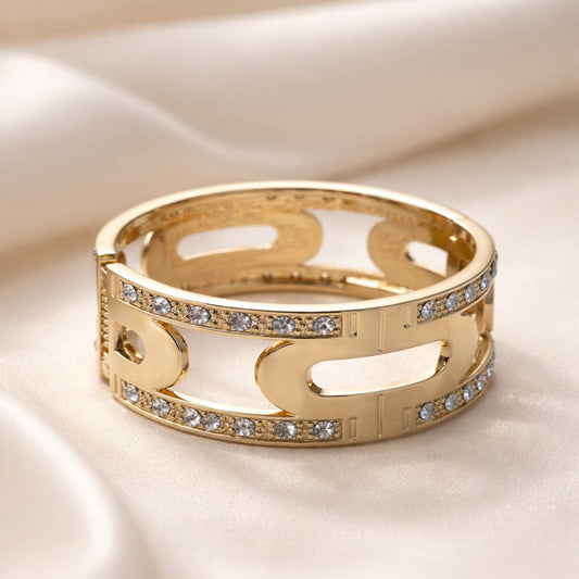 Aurelia Luxe Gold Crystal Cuff Bracelet