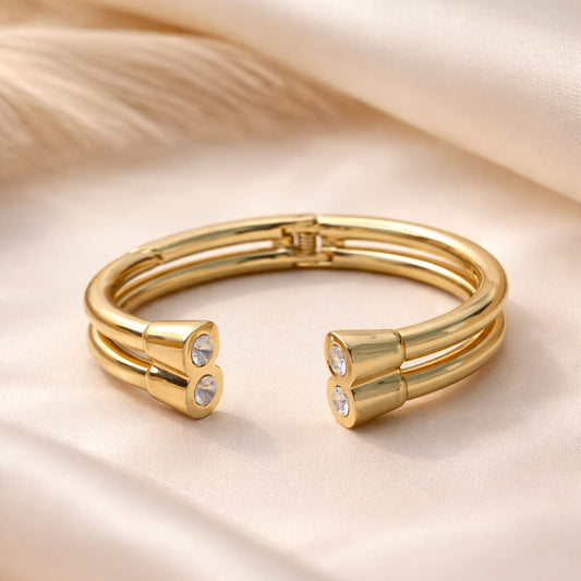 Stacked Gold Tone Stone Bracelet for Women