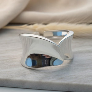Liquid Metal Wave Silver Cuff Bracelet