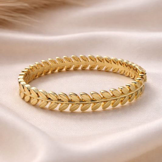 Laurel Leaf Gold Plated Cuff Bracelet