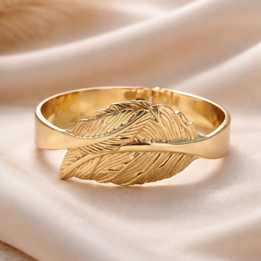 Etched Gold Leaf Wrap Bracelet