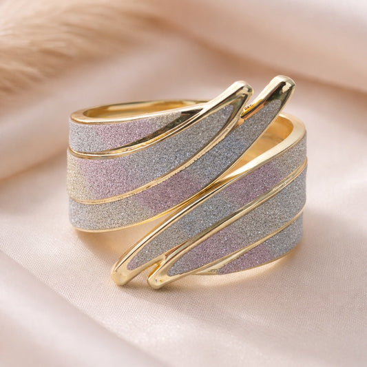 Sandblast Glitter Geometric Gold Cuff Bracelet