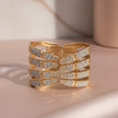 Stacked Crystal Multi-Layer Cuff Bracelet