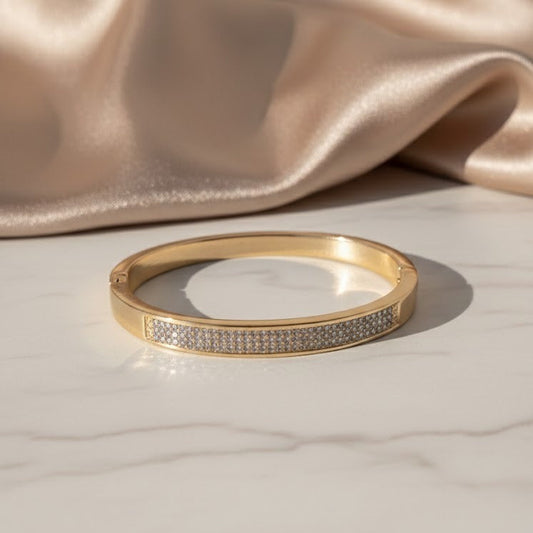 Minimalist Half-Moon Gold Bangle