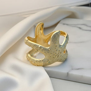 Textured Starfish Statement Cuff Bracelet