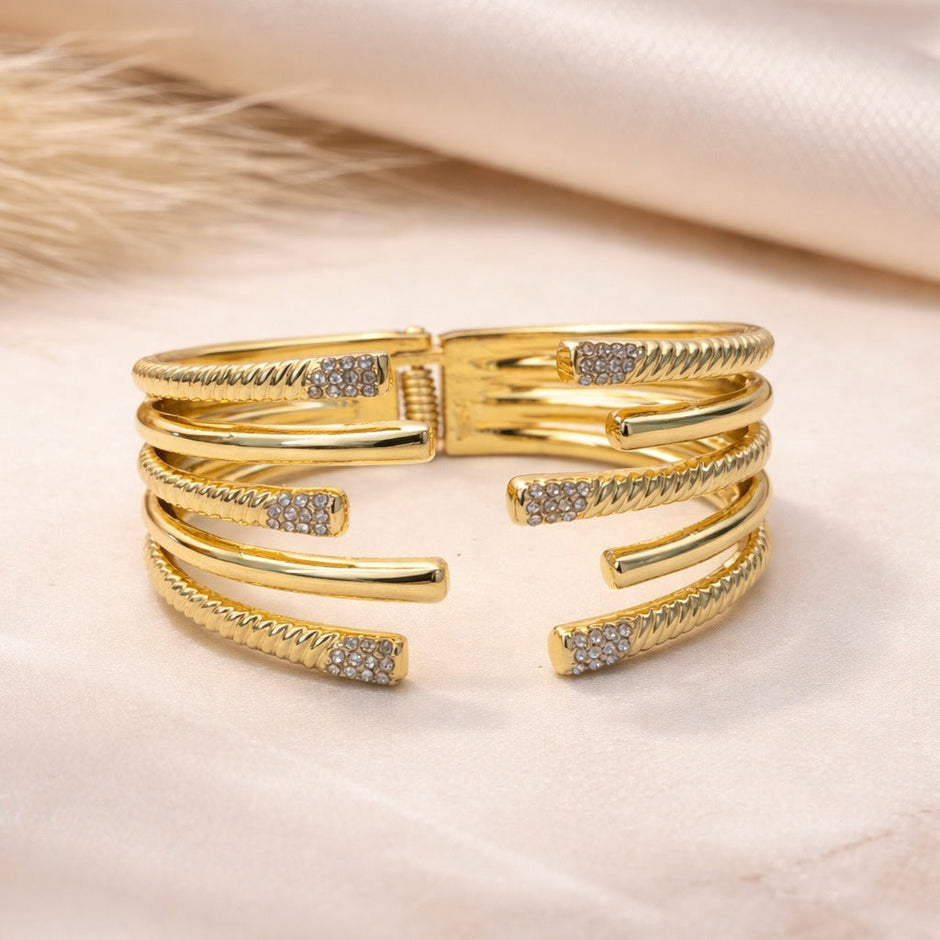 Layered Crystal Rope Statement Bracelet