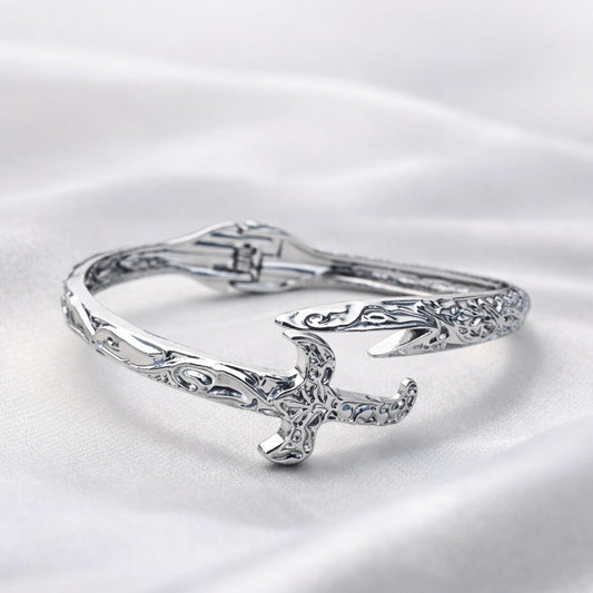 Antique Silver Scrollwork Hook Bracelet