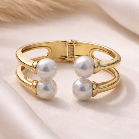 Duo Pearl Statement Cuff Bracelet